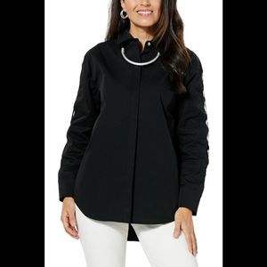 GREY by Jhoan Sebastian Grey Lace-up Sleeve Shirt Black - Regular